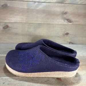 haflinger grizzly womens size 38 shoes purple wool slip on comfort clogs
